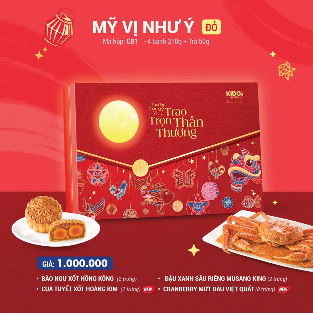 Hộp quà Mỹ Vị Như Ý Đỏ CB1 bánh trung thu KIDO 2026
