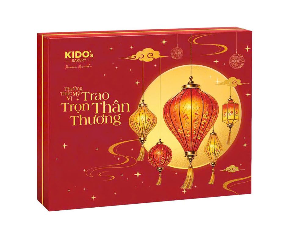 Hộp quà bánh trung thu KIDO 2026 màu đỏ đèn lồng