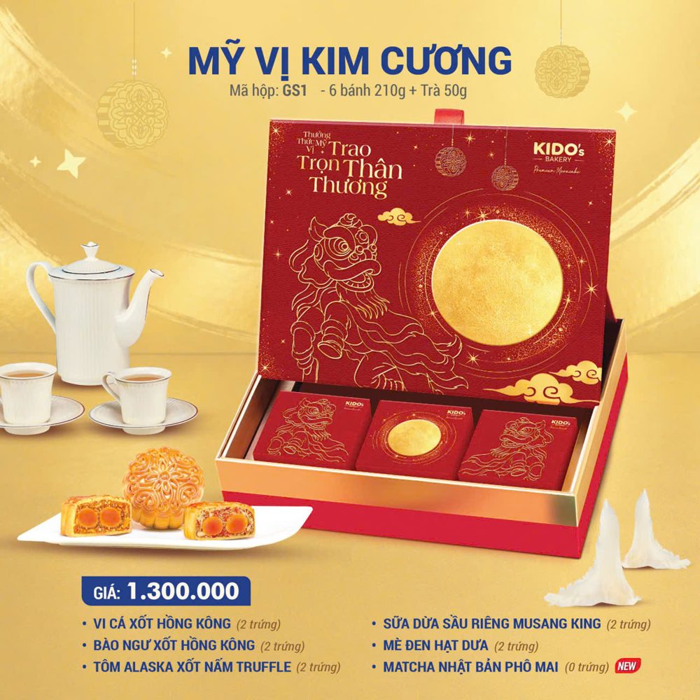 Hộp quà Mỹ Vị Kim Cương GS1 bánh trung thu KIDO 2026